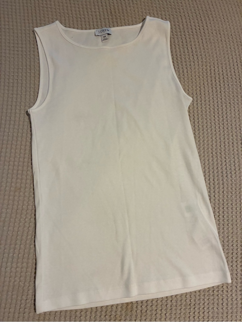J. Crew Factory White Sleeveless Crewneck Tank, XS, Cotton